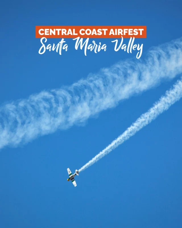 The Central Coast AirFest is coming to Santa Maria Valley on September 12 and 13, and it's going to be a good one. ✈️Military demos, vintage warbirds, aerobatics, and a full weekend of action at the Santa Maria Airport. Gates open at 9am and the action goes until 5pm both days.🔗 Grab your tickets and plan your visit at the link in bio.